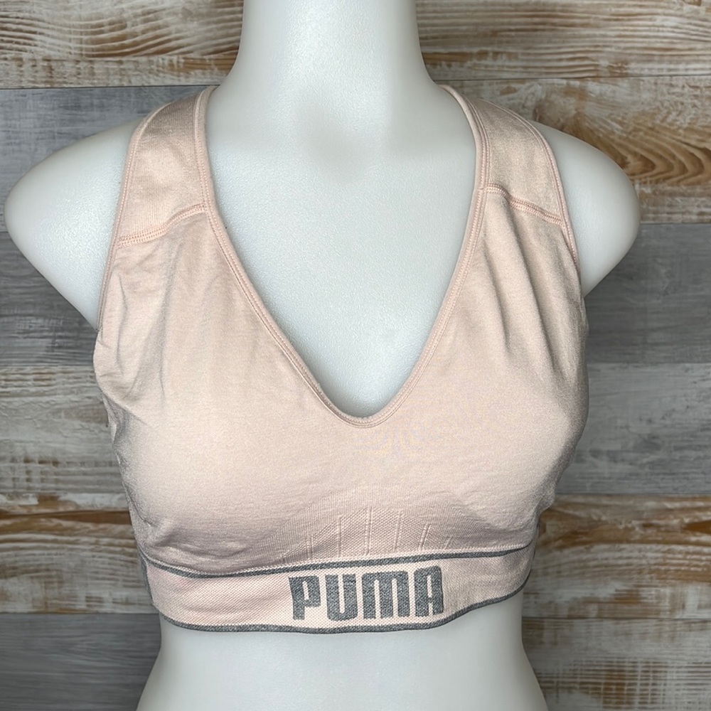 Bundle of two Puma sports bras preloved size Large-white and rose pink